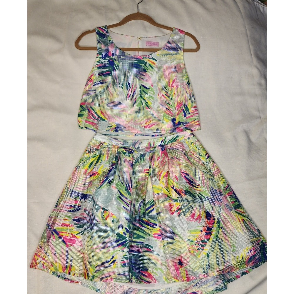 NEW!! Lilly Pulitzer Multicolor Tropical Print Two-Piece Skirt Set